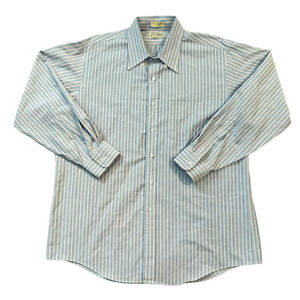L.L Bean Light Blue/Pink Striped Button-Down Shirt Mens Size 17.5 - 35